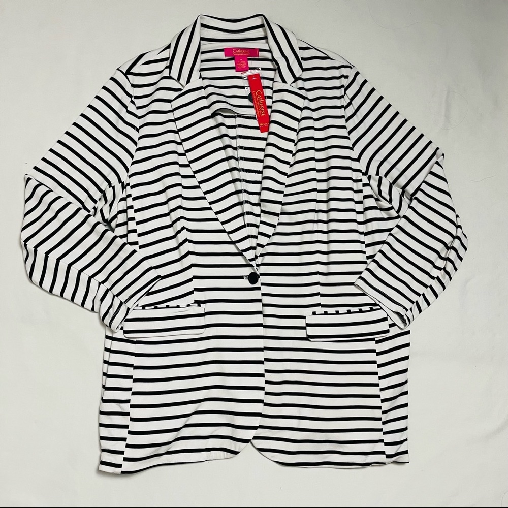 Nwt New Catherine Malandrino Striped French Terry Knit Blazer Size 1x